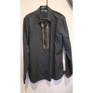 The Kooples Luther Men's XL Black Slim Fit Embellished Long Sleeve Dress Shirt